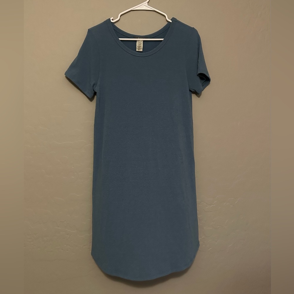 Gyft Womens Short Sleeve Polyester Blend Blue Gray Dress Size Small